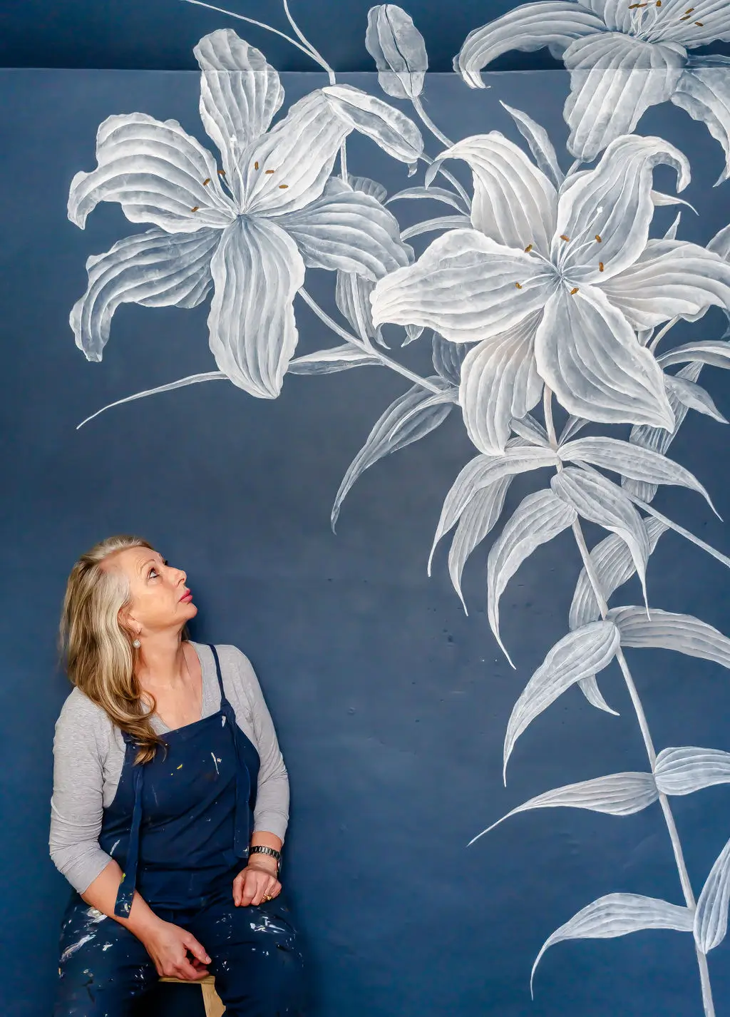 Large Hand Painted Lily Mural painted by Claire Carruthers