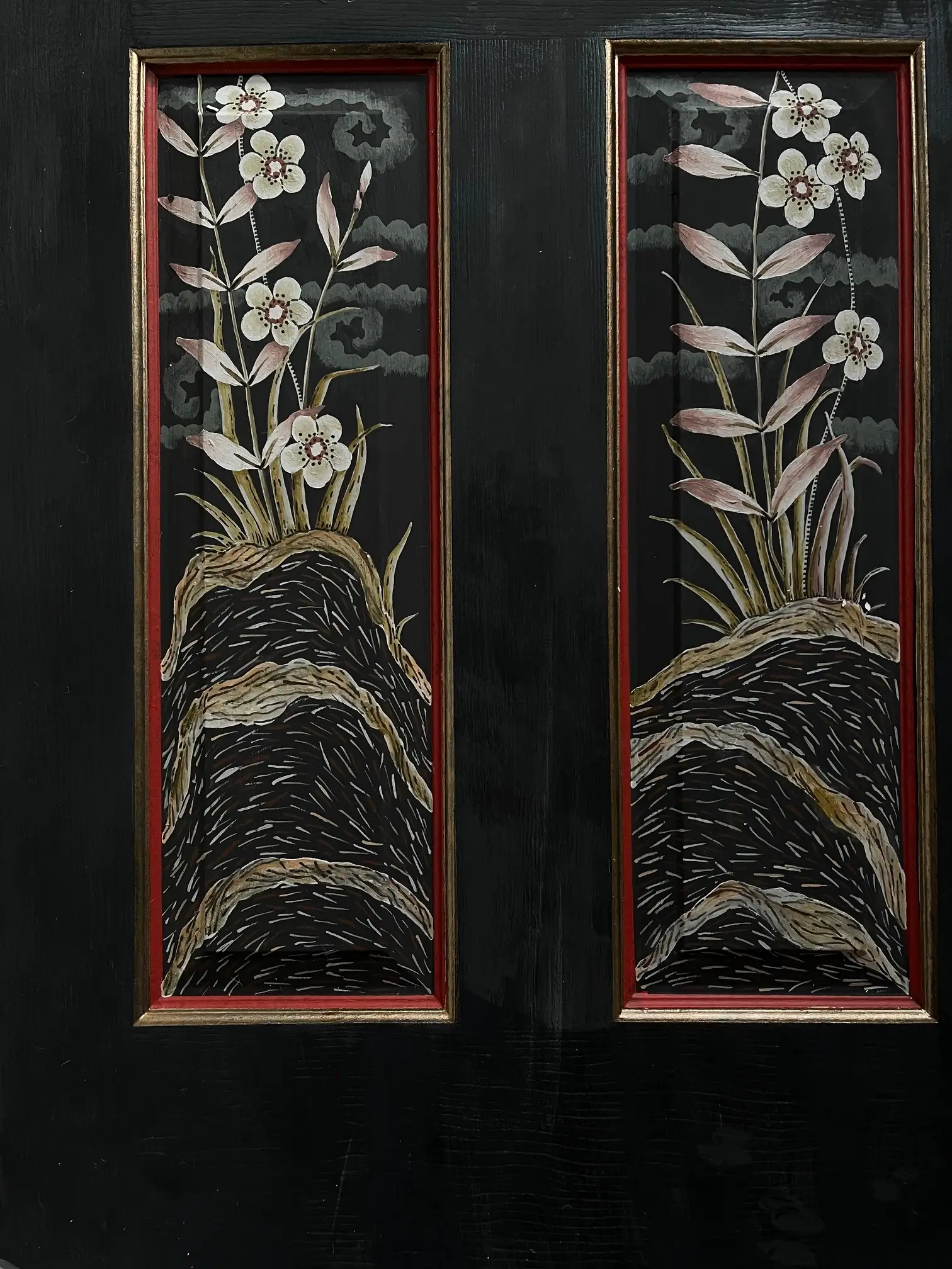 Black Chinoiserie Mural by Claire Curruthers