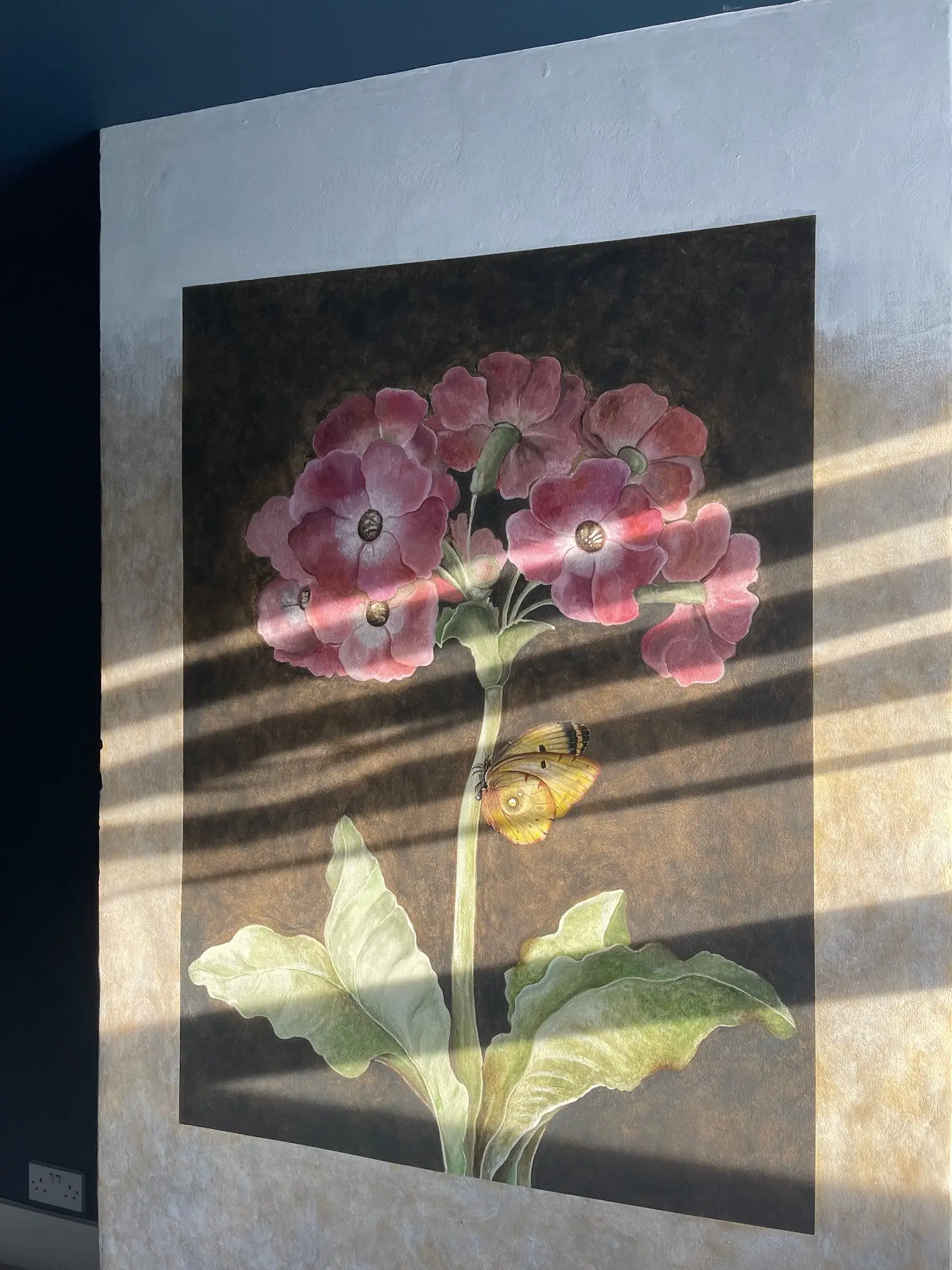 Primula Mural in Sunlight by Claire Carruthers